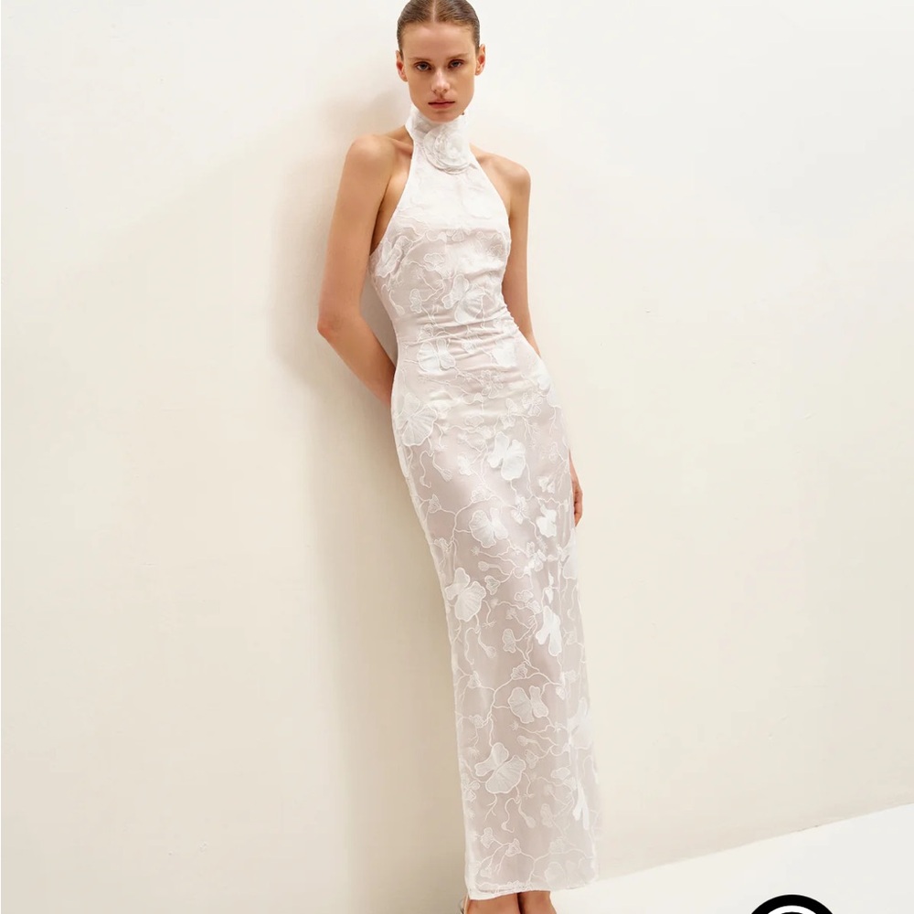 JW PEI Uliana white high neck dress
